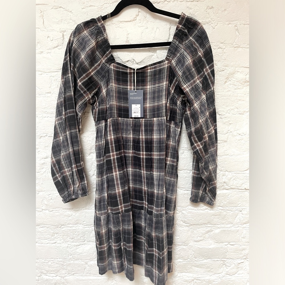 Plaid navy dress